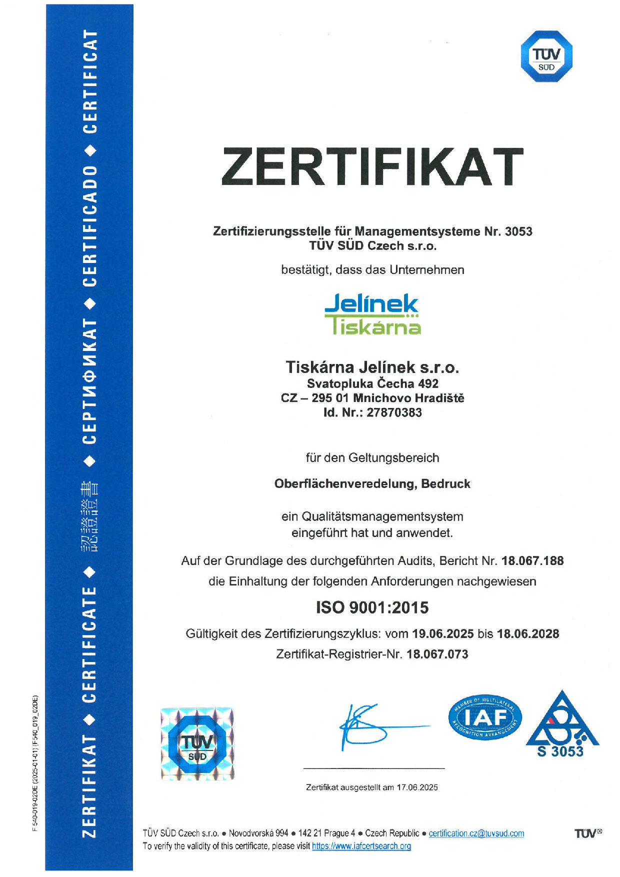 ISO 9001 zertifikat DE